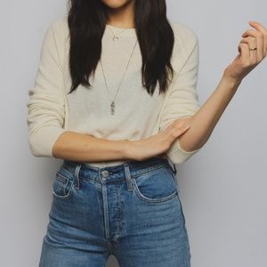 Banana Republic Sweater Cream Crew Long Slv S